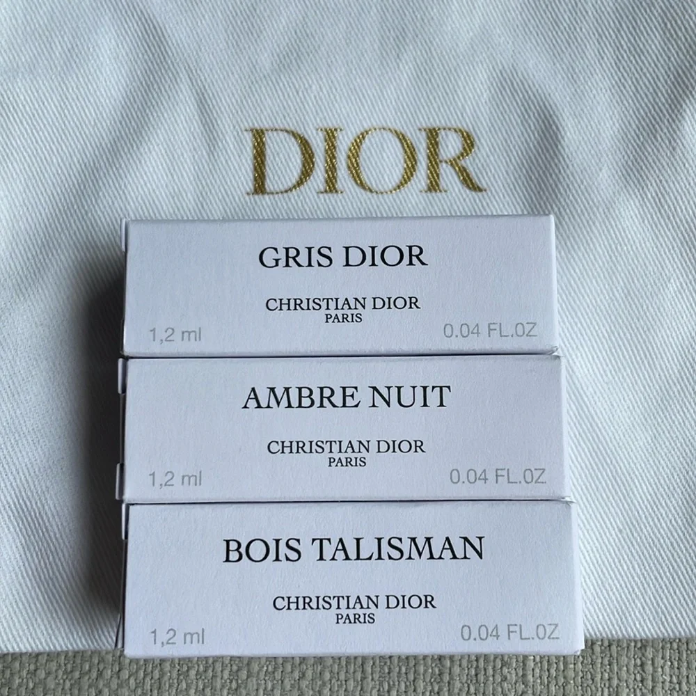 Dior prive luxury fragrance sampler with drawstring pouch